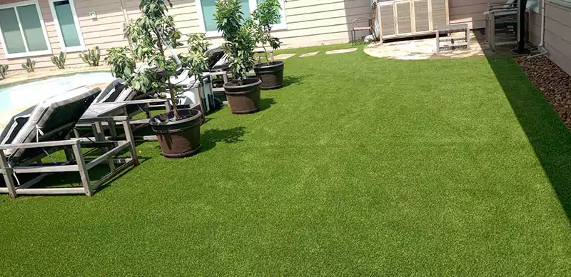 Yard with beautiful, clean green turf after Scoop le Poop weekly service visit