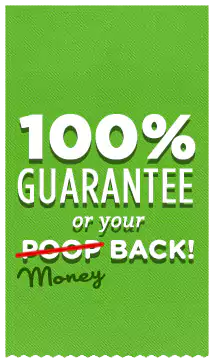 Scoop le Poop 100% guarantee badge in green