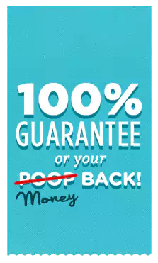 Scoop le Poop 100% guarantee badge in blue